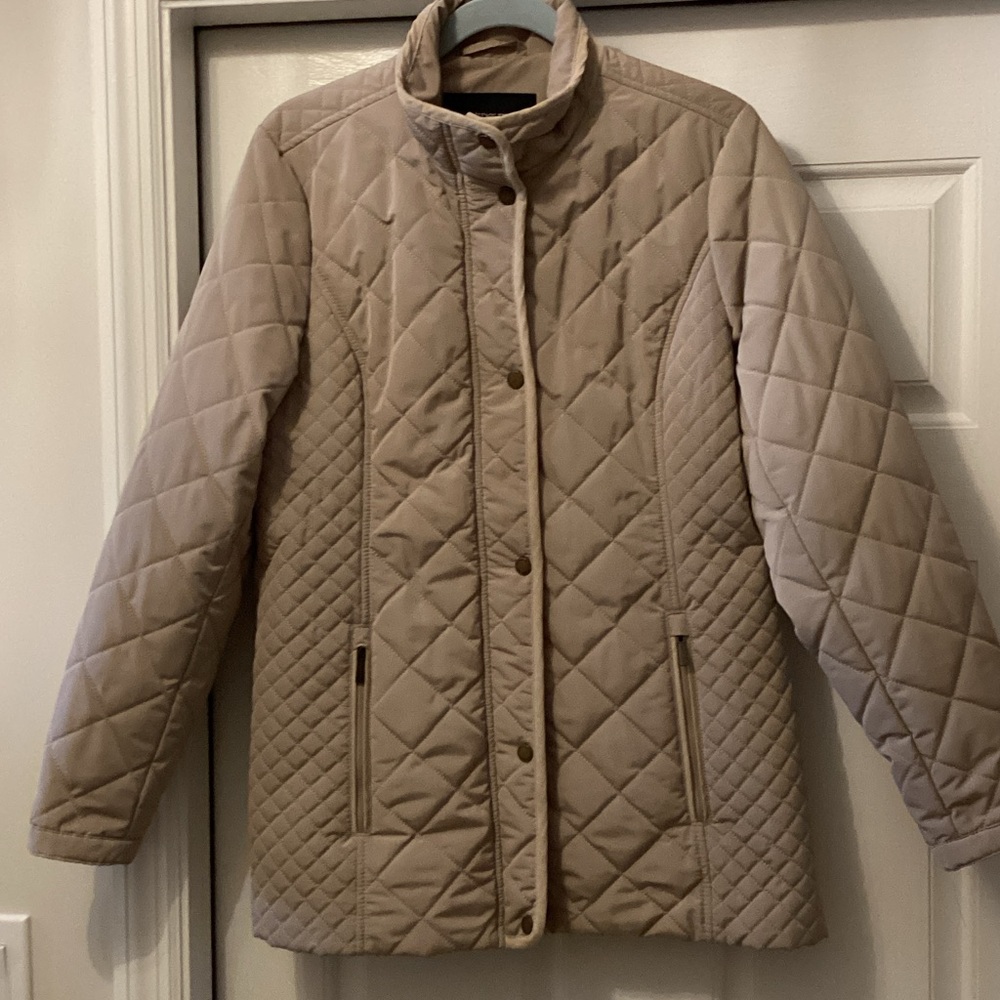 Lands' End Women's Quilted Beige Puffer Jacket